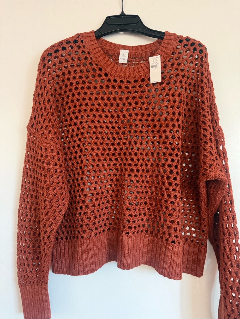 Old Navy Open-Knit Rust Crewneck Sweater